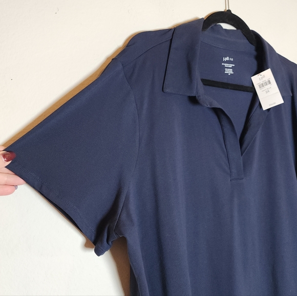 NWT J. Jill Fit Cotton Stretch Navy Blue Polo Short Sleeve Shirt Size 2X - Picture 2 of 13